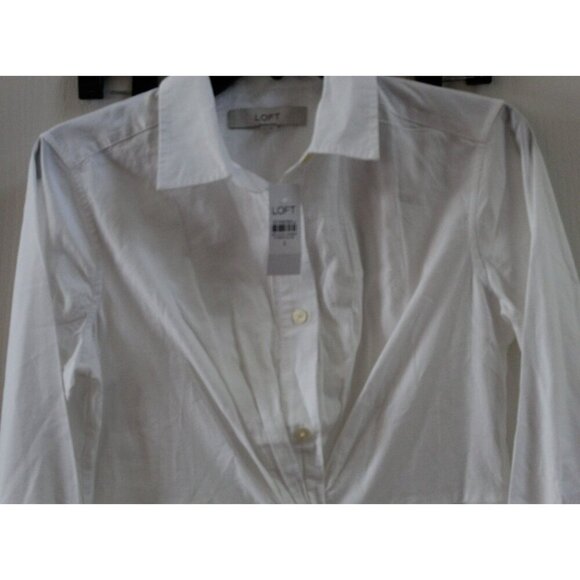 NWT Ann Taylor White Button Up Tunic Shirt Size 2 - Picture 2 of 7
